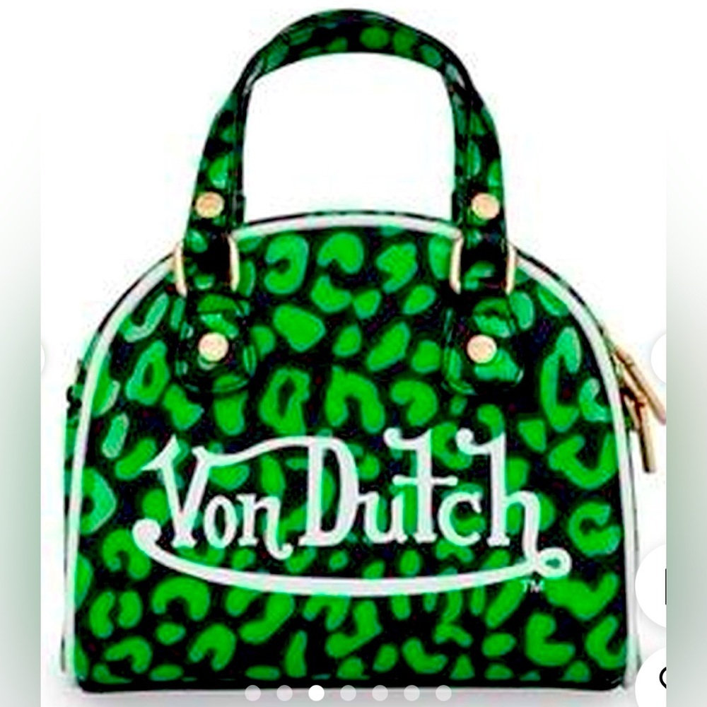 Von Dutch Lime Green Cheetah Bowling Bag NWT​